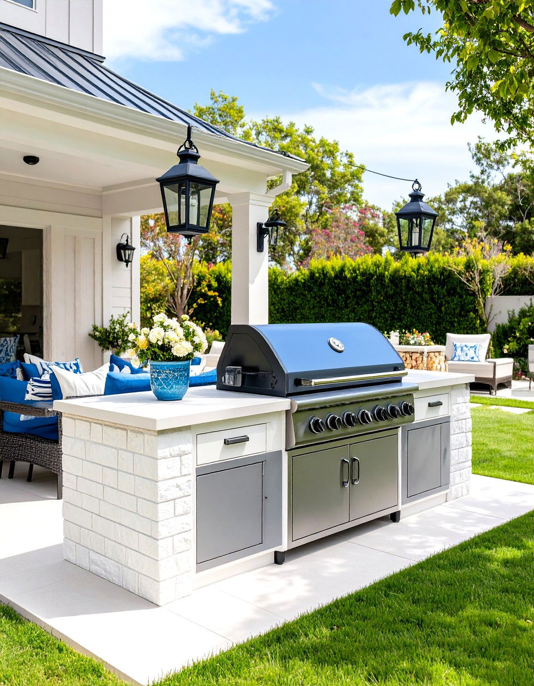 Coastal Inspired Whitewashed Patio Grill - 30 patio grill ideas