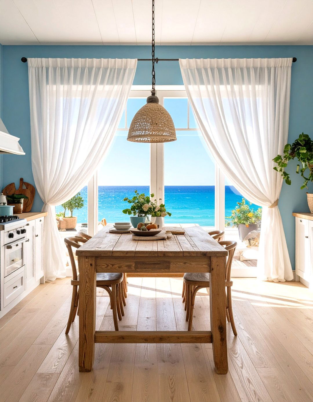Coastal Kitchen Sheer Curtains - 30 kitchen curtain ideas