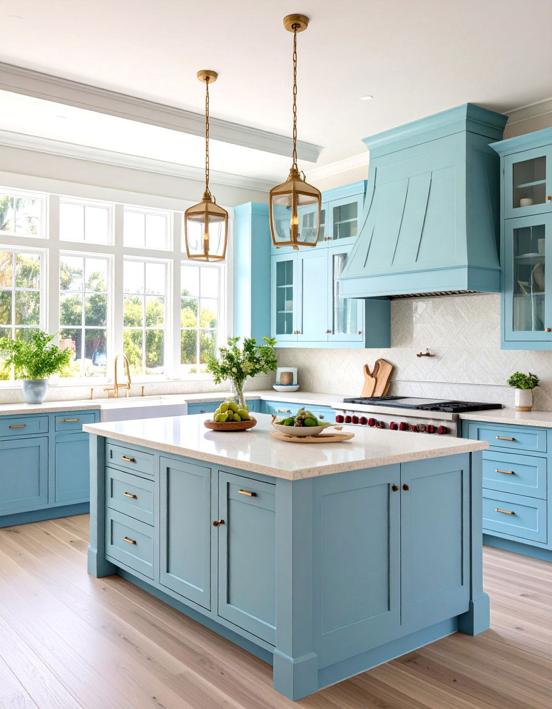 Coastal Kitchen with Light and Airy Cabinets - 30 kitchen cabinet layout ideas