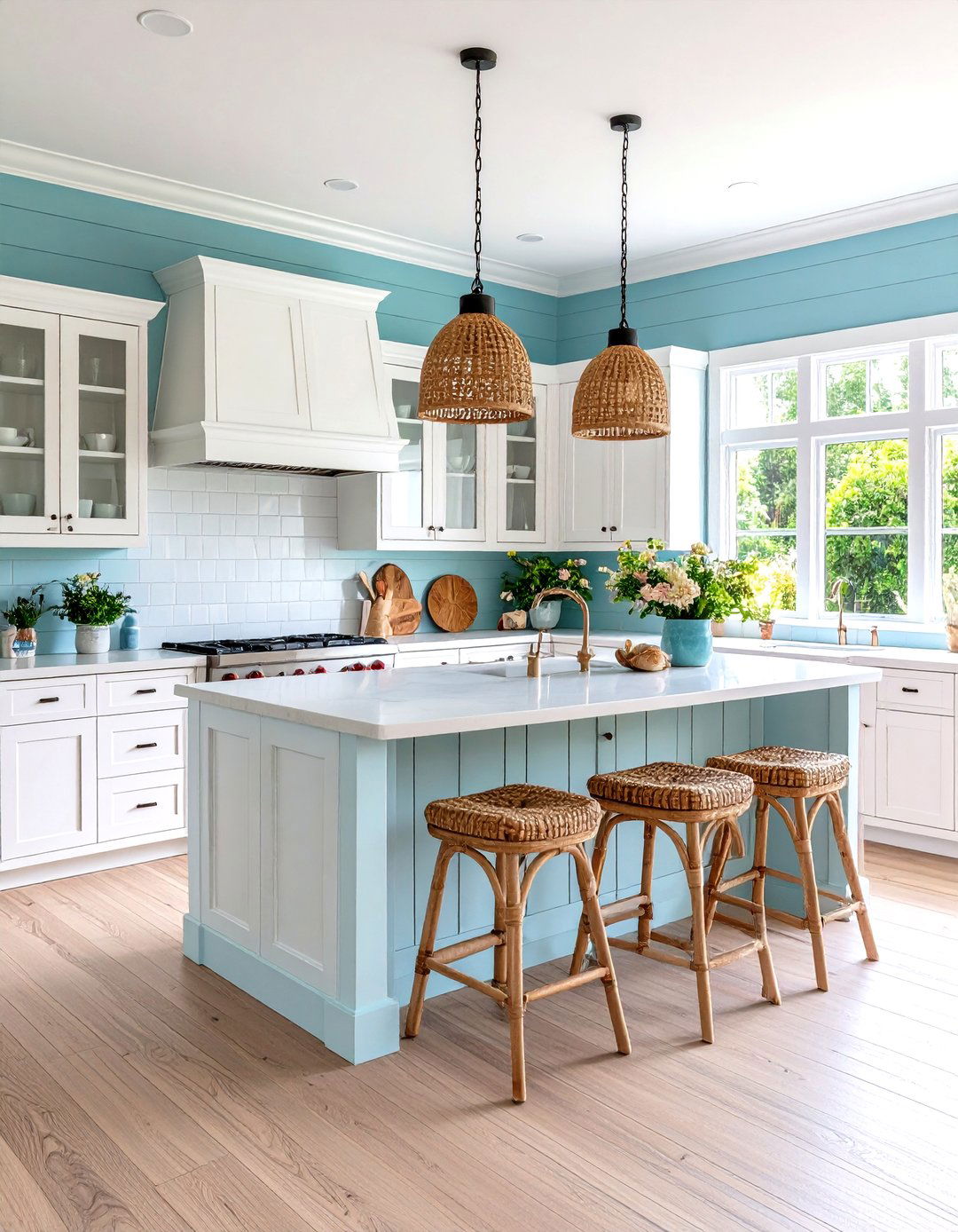 Coastal Light Blue Kitchen - 30 kitchen painting ideas