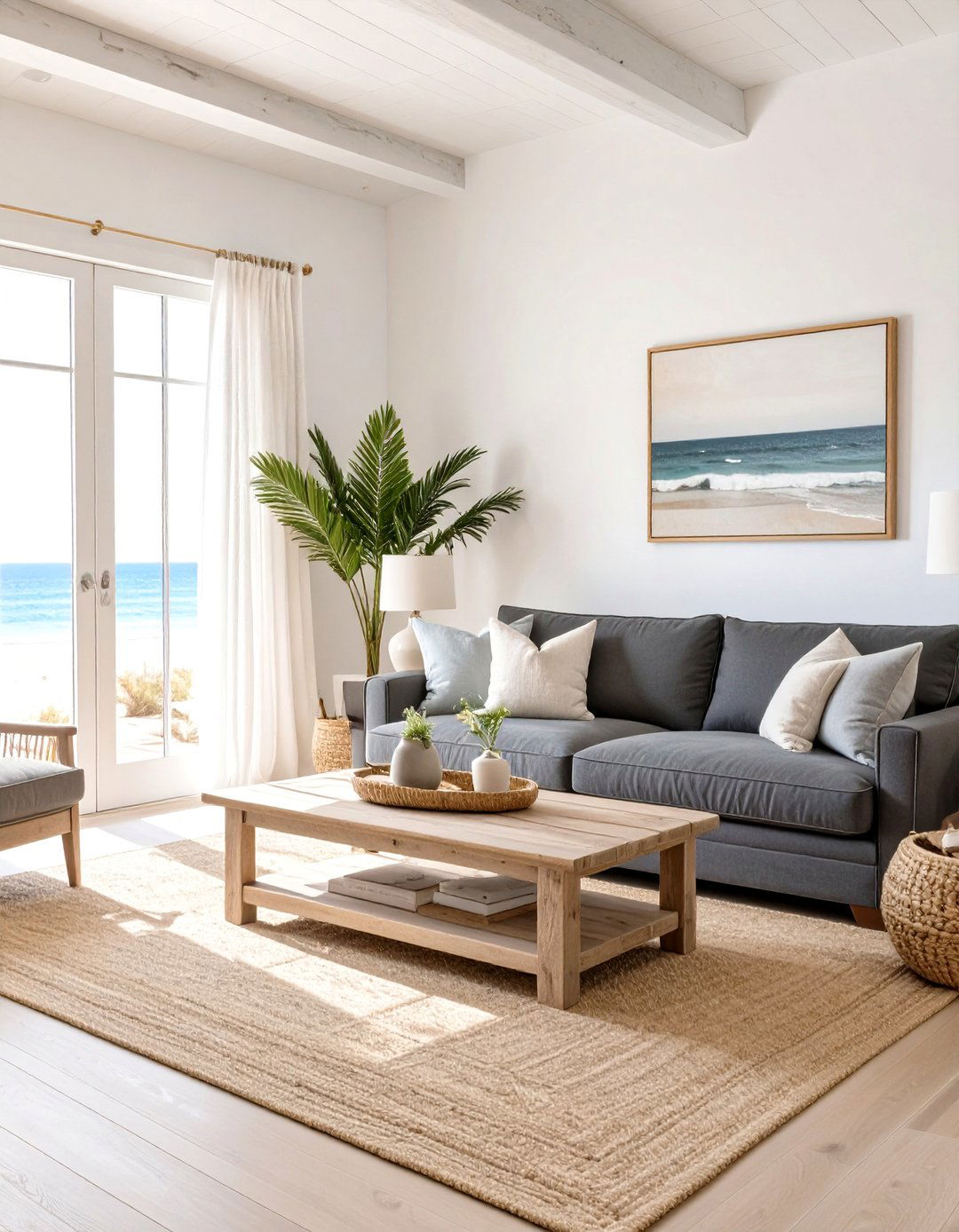 Coastal Living Room Design - 30 dark grey couch living room ideas