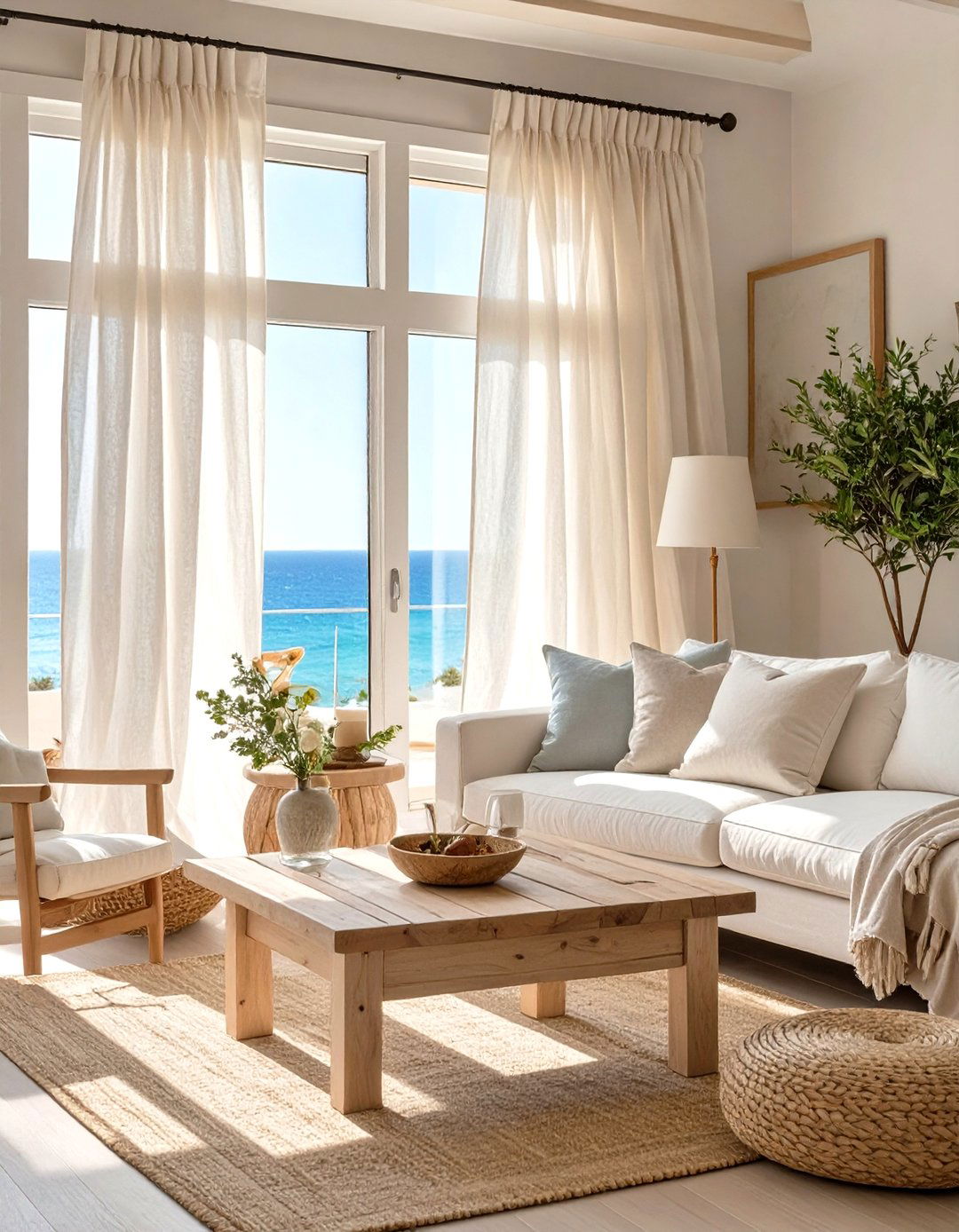 Coastal Living Room Linen Drapes - 30 window treatment ideas for living room