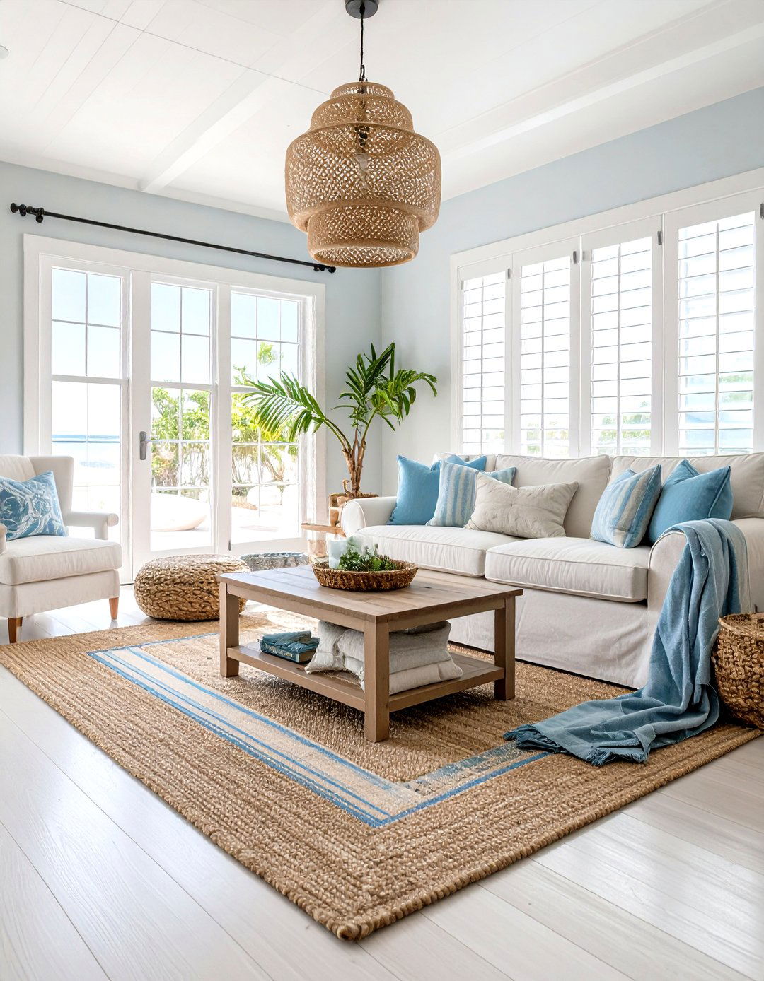 Coastal Living with Plantation Shutters - 30 living room window ideas