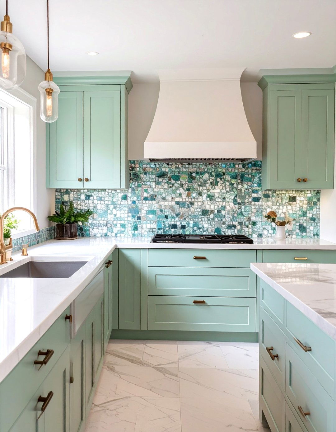 Coastal Mother of Pearl Kitchen Backsplash - 30 backsplash kitchen ideas