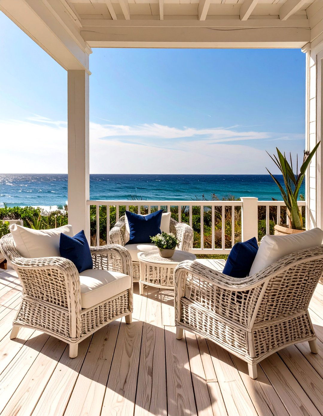Coastal Patio with Light Woods and Blue Accents - 30 outdoor patio design pictures ideas