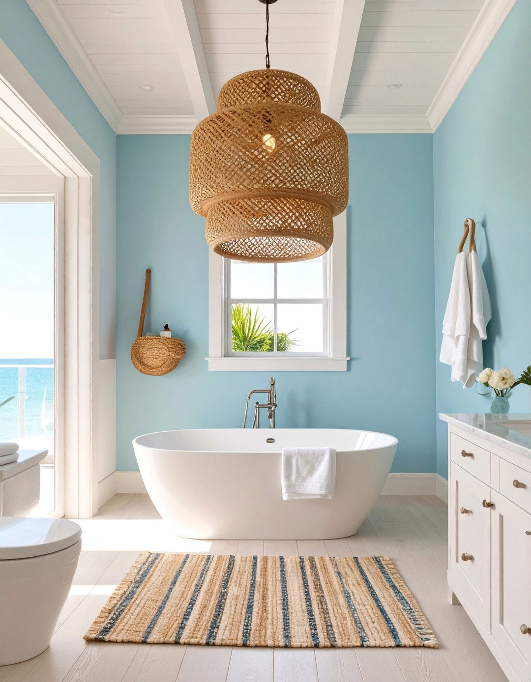 Coastal Rattan Pendant Lighting - 30 bathroom lighting ideas