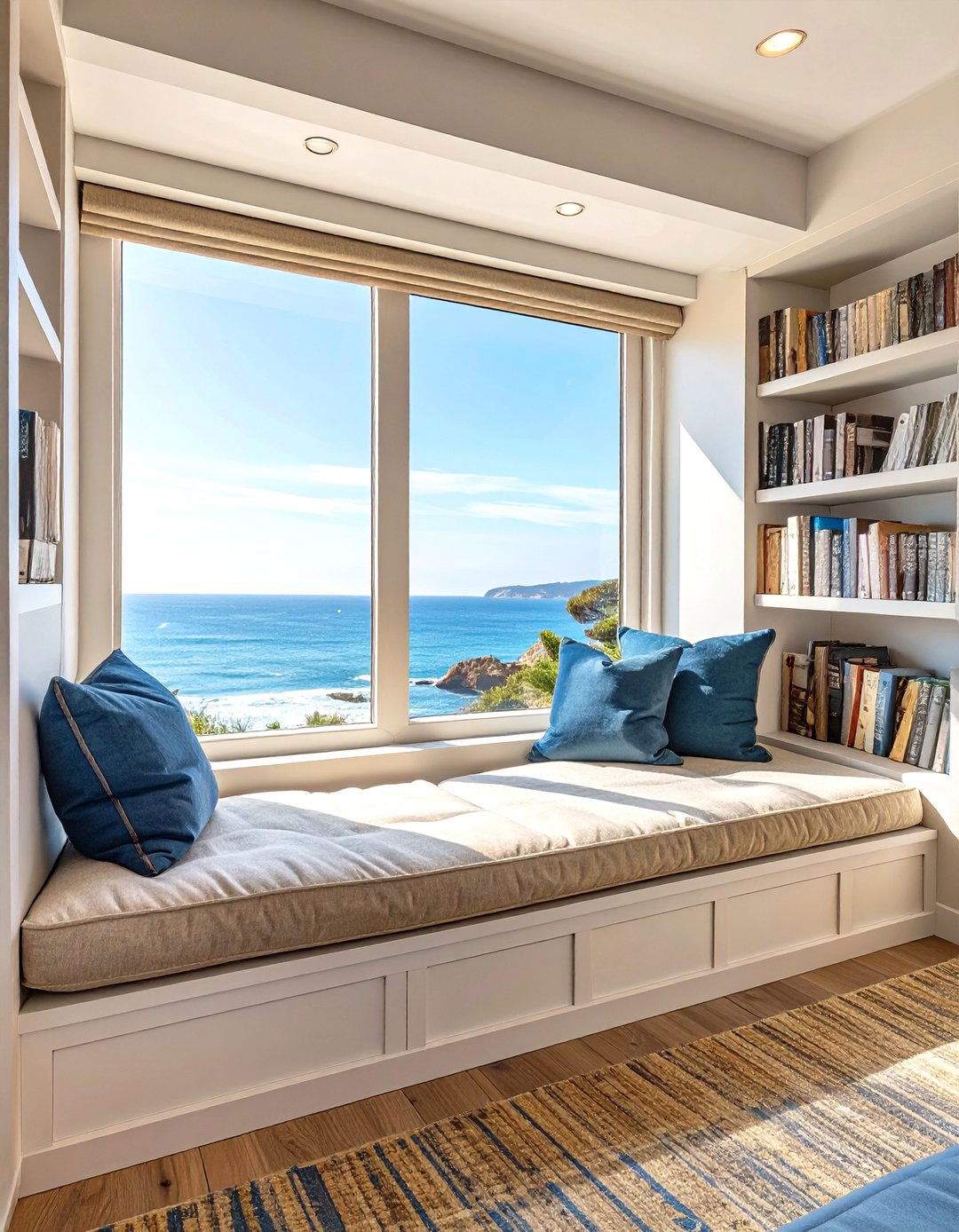 Coastal Reading Nook with a View - 30 modern coastal interior design ideas