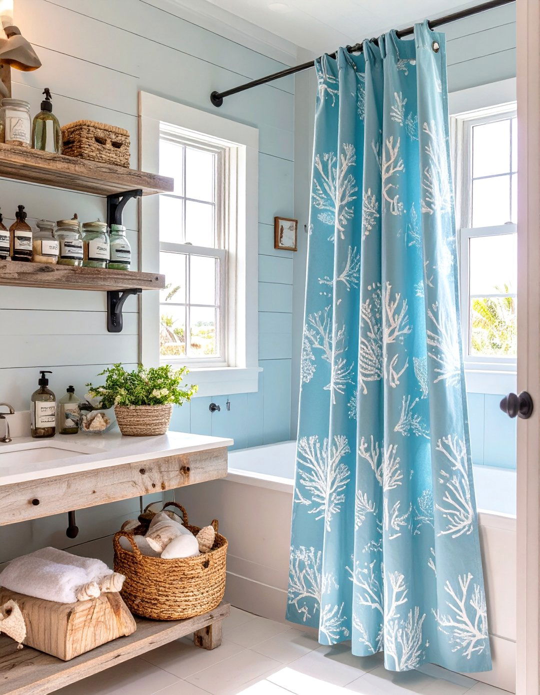 Coastal Seashell Bathroom - 30 bathroom shower curtain ideas
