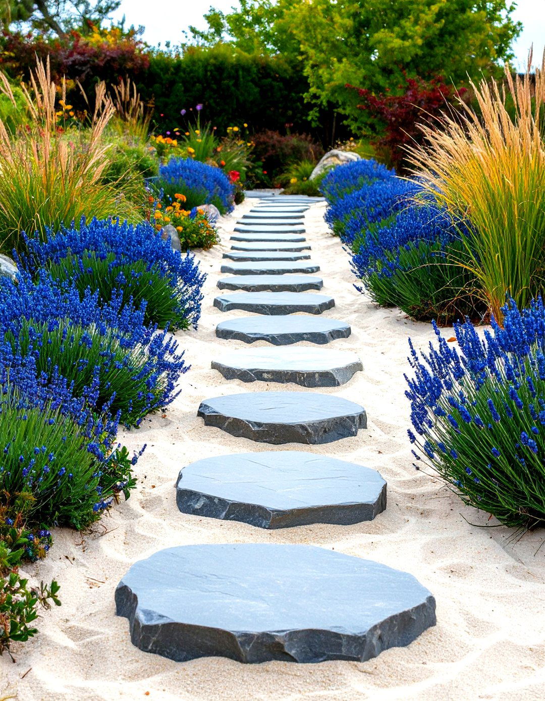 Coastal Stepping Stone Garden Walkway - 30 garden walkway ideas