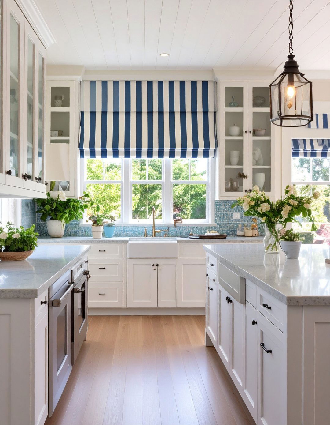 Coastal Stripe Board Mounted Kitchen Valance - 30 kitchen valance ideas