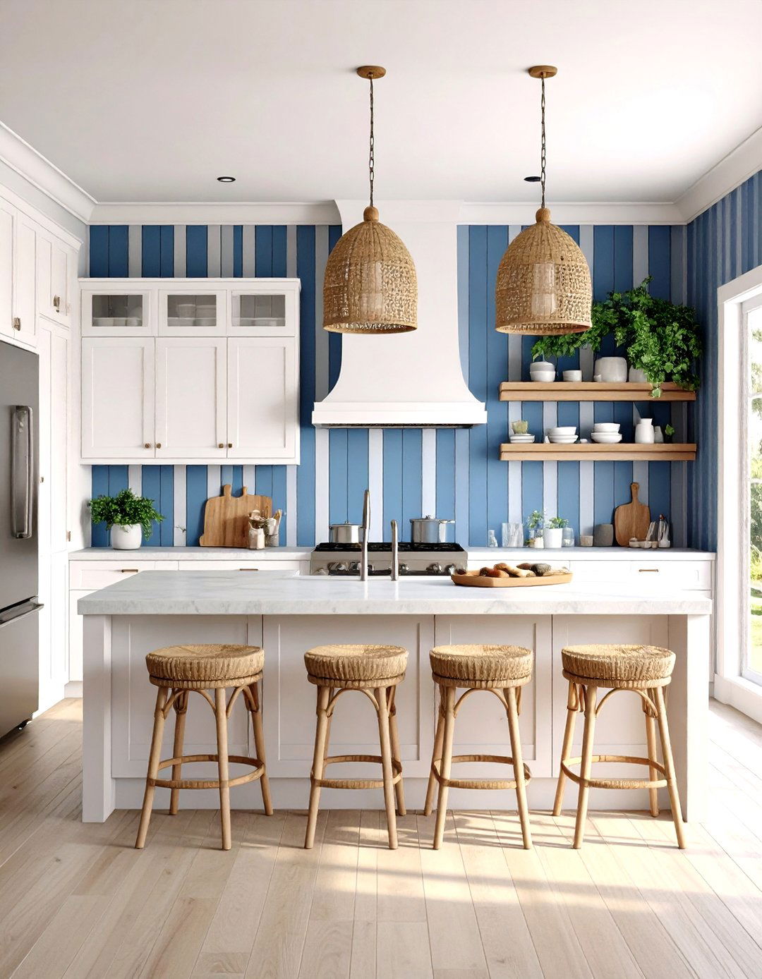 Coastal Stripe Kitchen Wallpaper - 30 kitchen wallpaper ideas