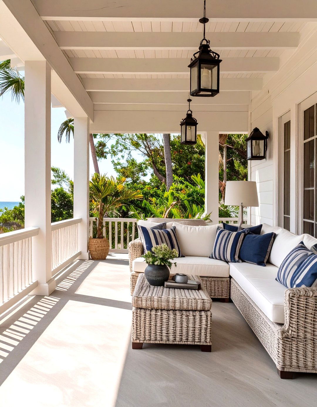 Coastal Style Concrete Deck with Light Tones - 30 concrete deck ideas