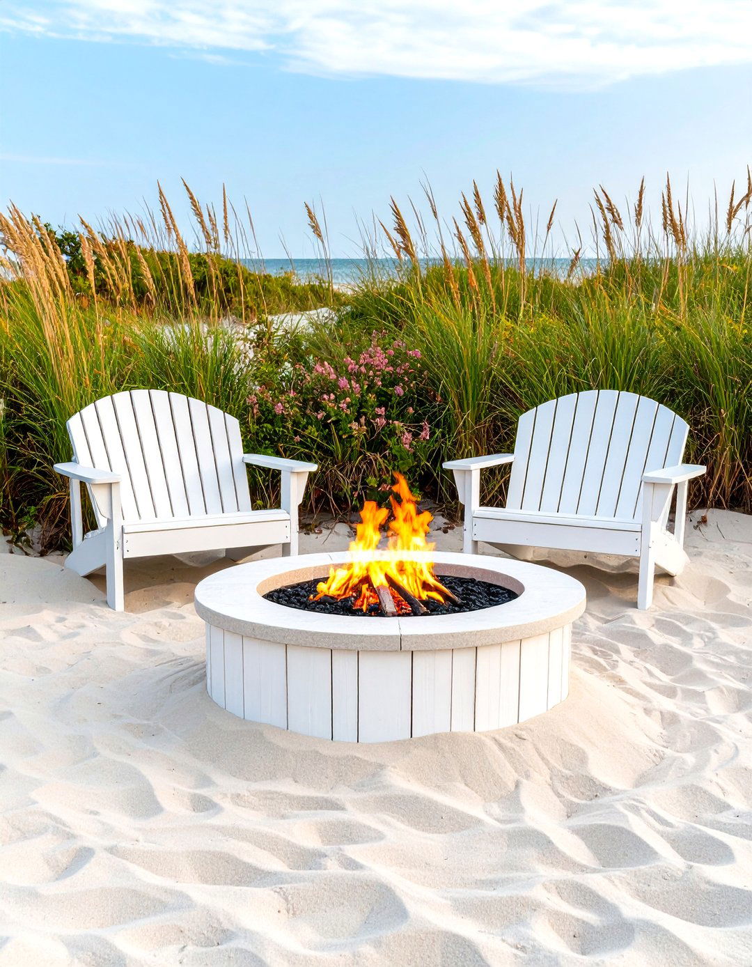 Coastal Style Fire Pit with Sand - 30 fire pit ideas for backyard