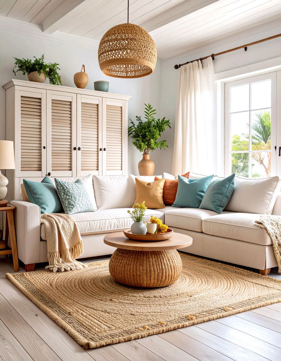 Coastal Style Louvered Door Living Room Cabinet - 30 living room cabinet ideas