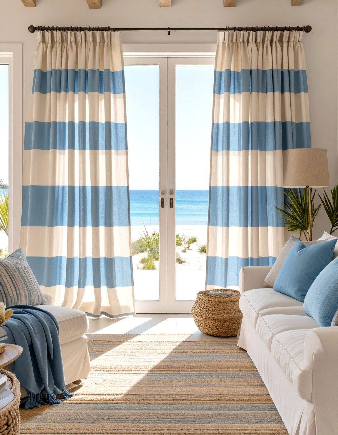 Coastal Style Striped Sliding Glass Door Curtains - 30 sliding glass patio door curtain ideas