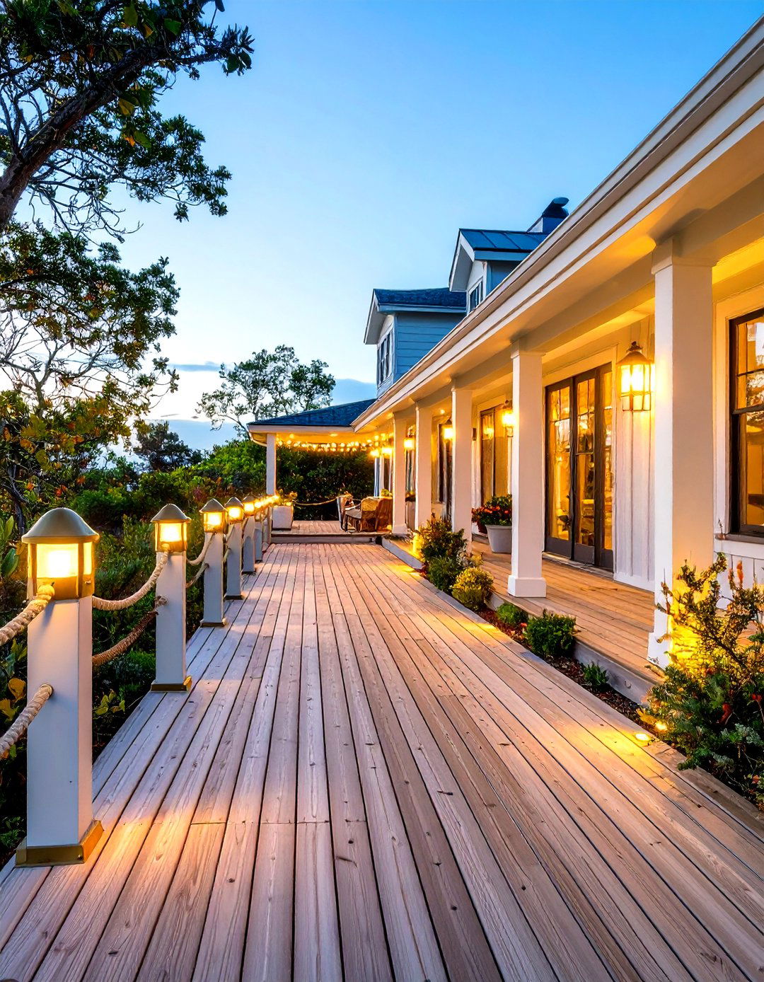 Coastal Theme Rope and Bulkhead Lights - 30 landscape lighting design ideas