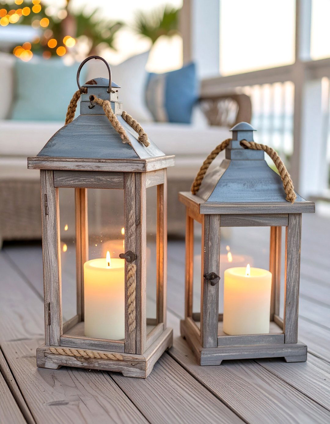 Coastal Themed Lanterns - 30 deck lighting ideas