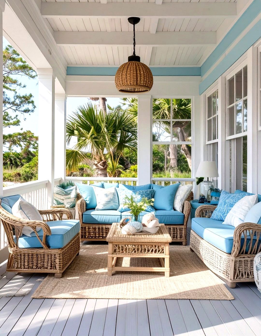 Coastal Themed Screened Porch - 30 screened porch ideas