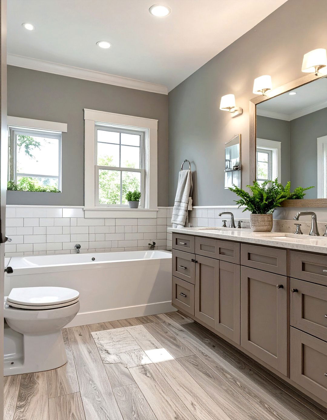 Coastal Vibe Grey and White Bathroom - 30 grey and white bathroom ideas