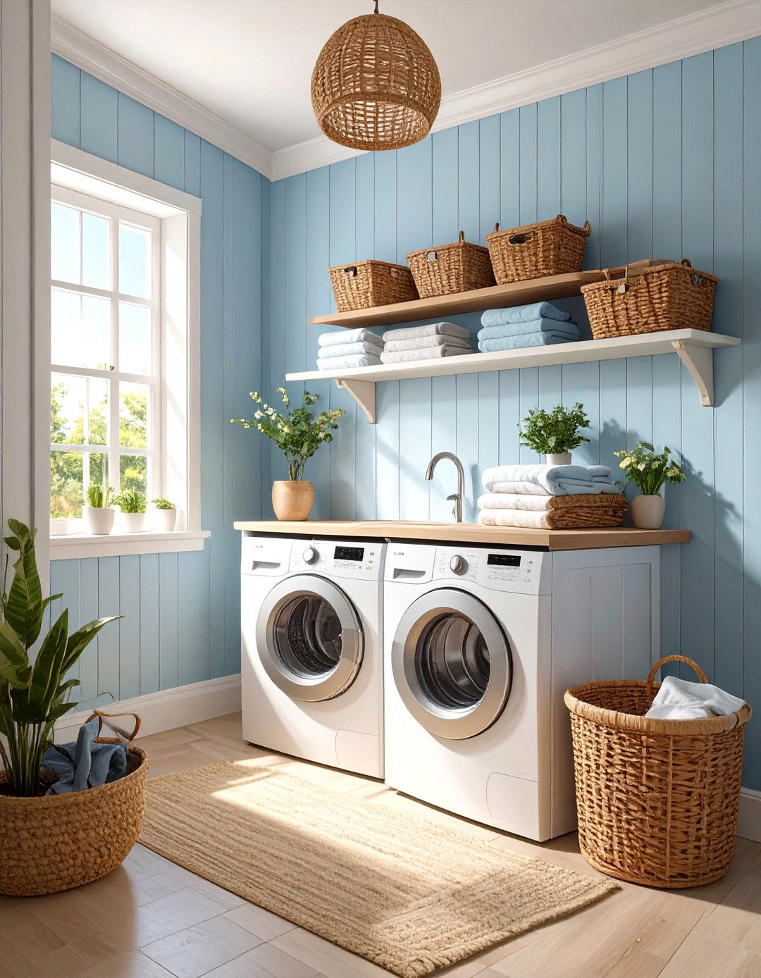 Coastal Vibe Laundry Room - 30 narrow laundry room ideas