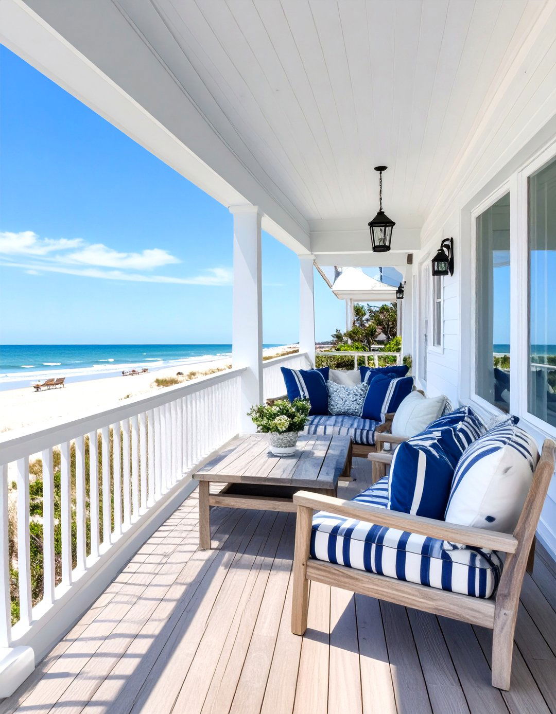 Coastal White Aluminum Deck Railing - 30 metal deck railing ideas