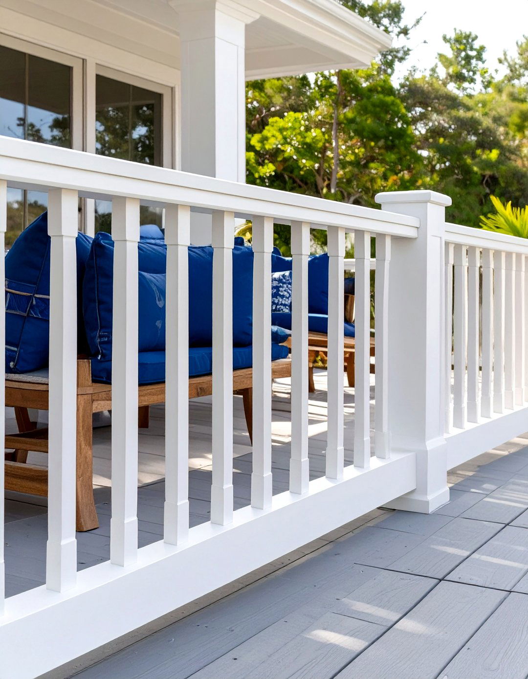 Coastal White Vinyl Deck Handrail - 30 deck handrail ideas