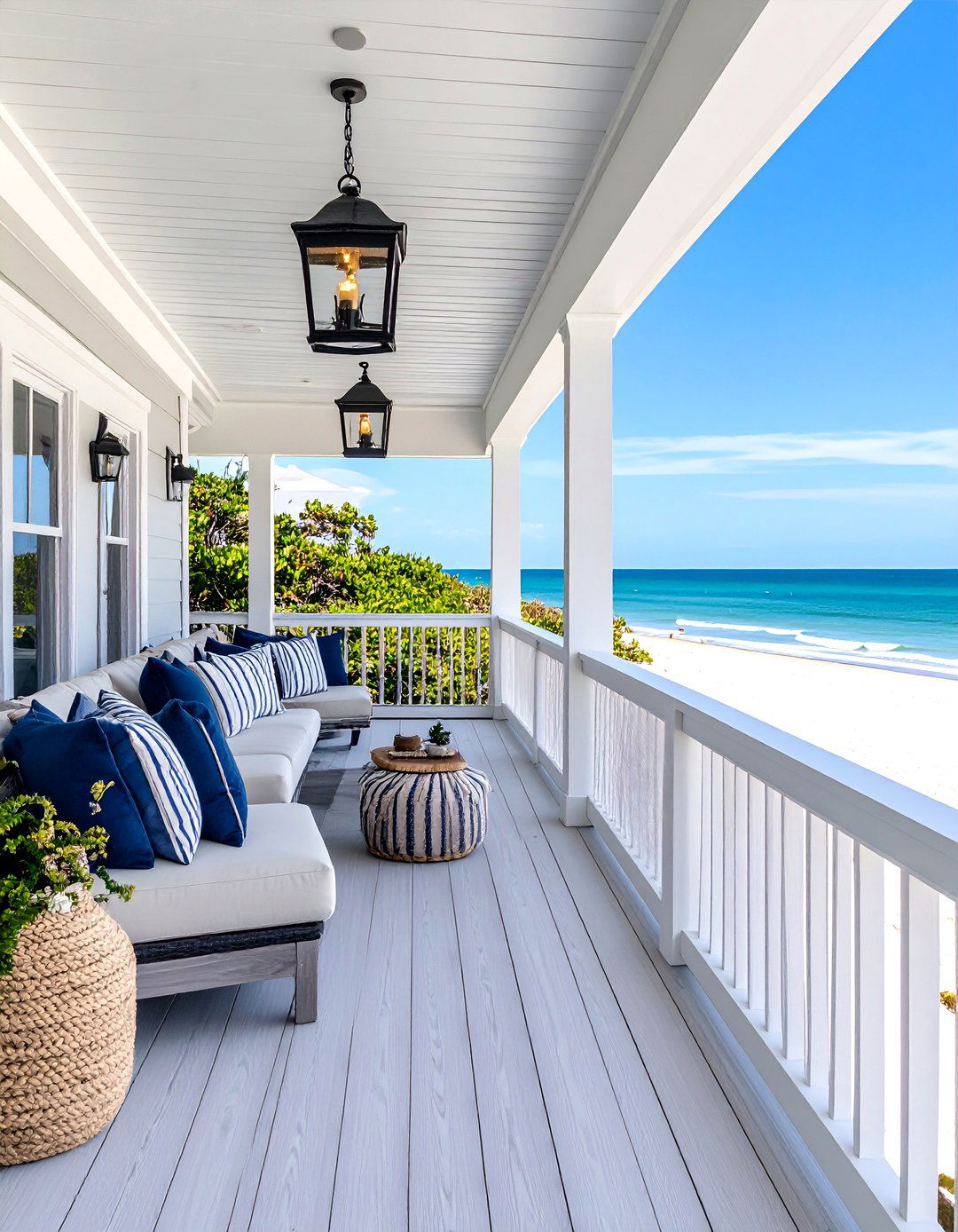 Coastal White Vinyl Deck Rails - 30 deck rails ideas