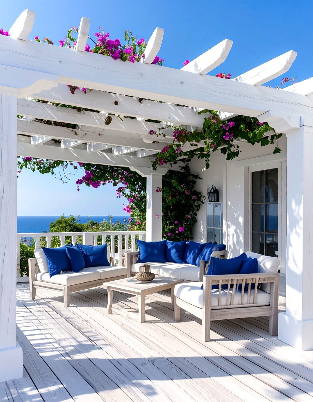 Coastal White Washed Pergola Roof - 30 deck roof ideas