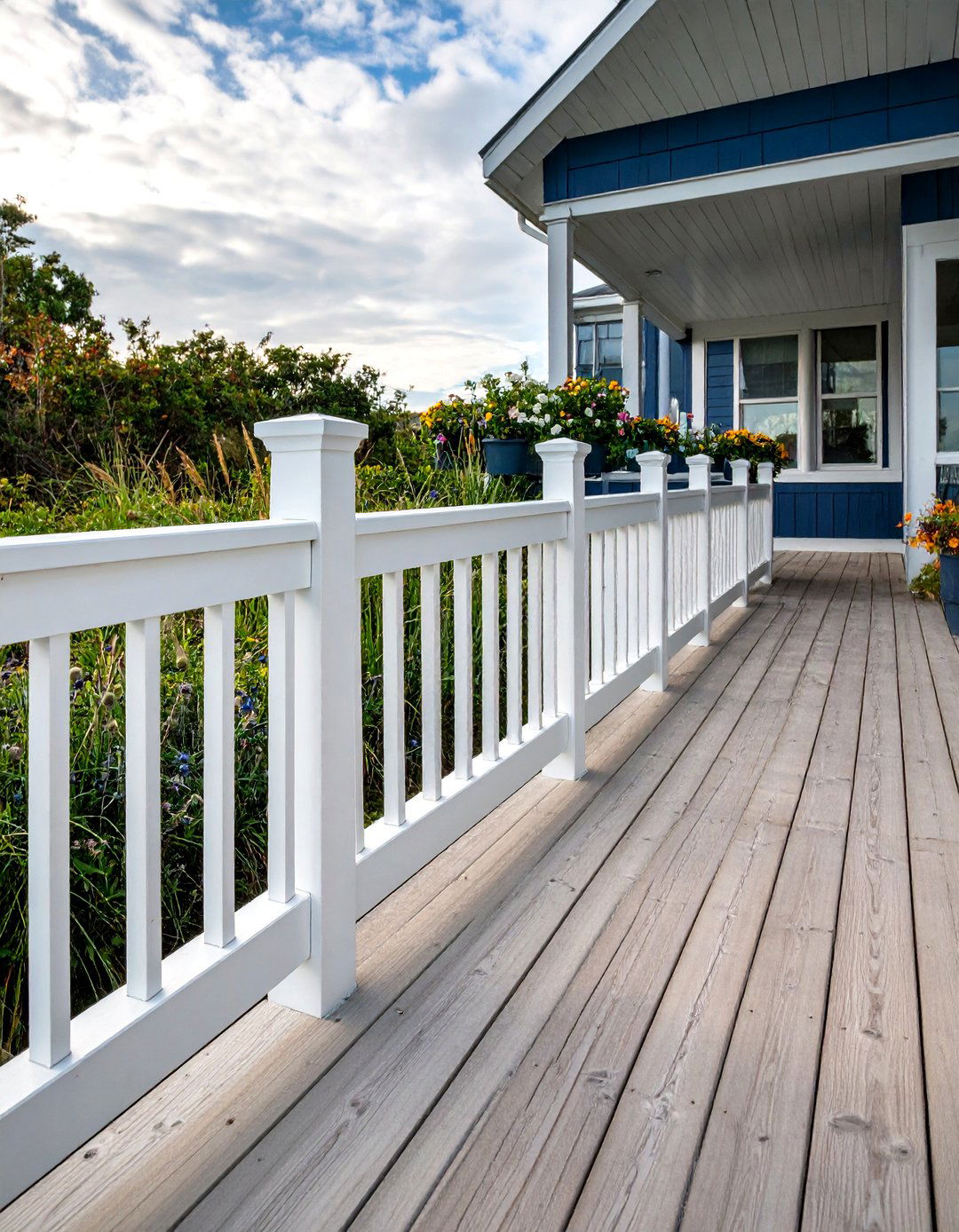 Coastal White Wood Hog Wire Deck Railing - 30 hog wire deck railing ideas