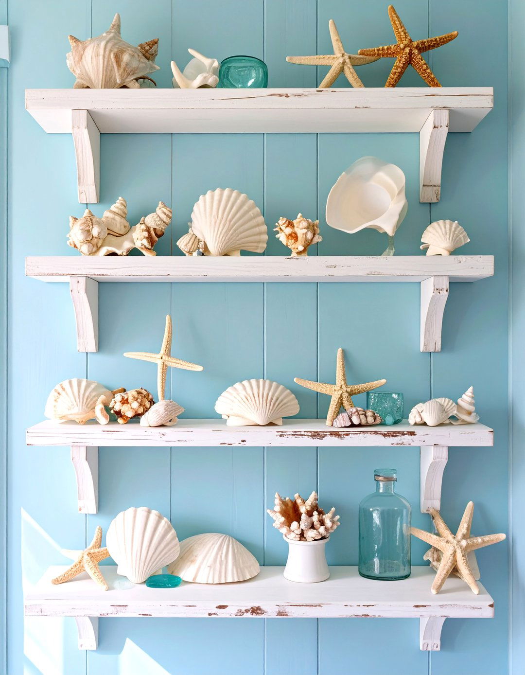 Coastal Whitewashed Bedroom Shelves - 30 bedroom shelf ideas