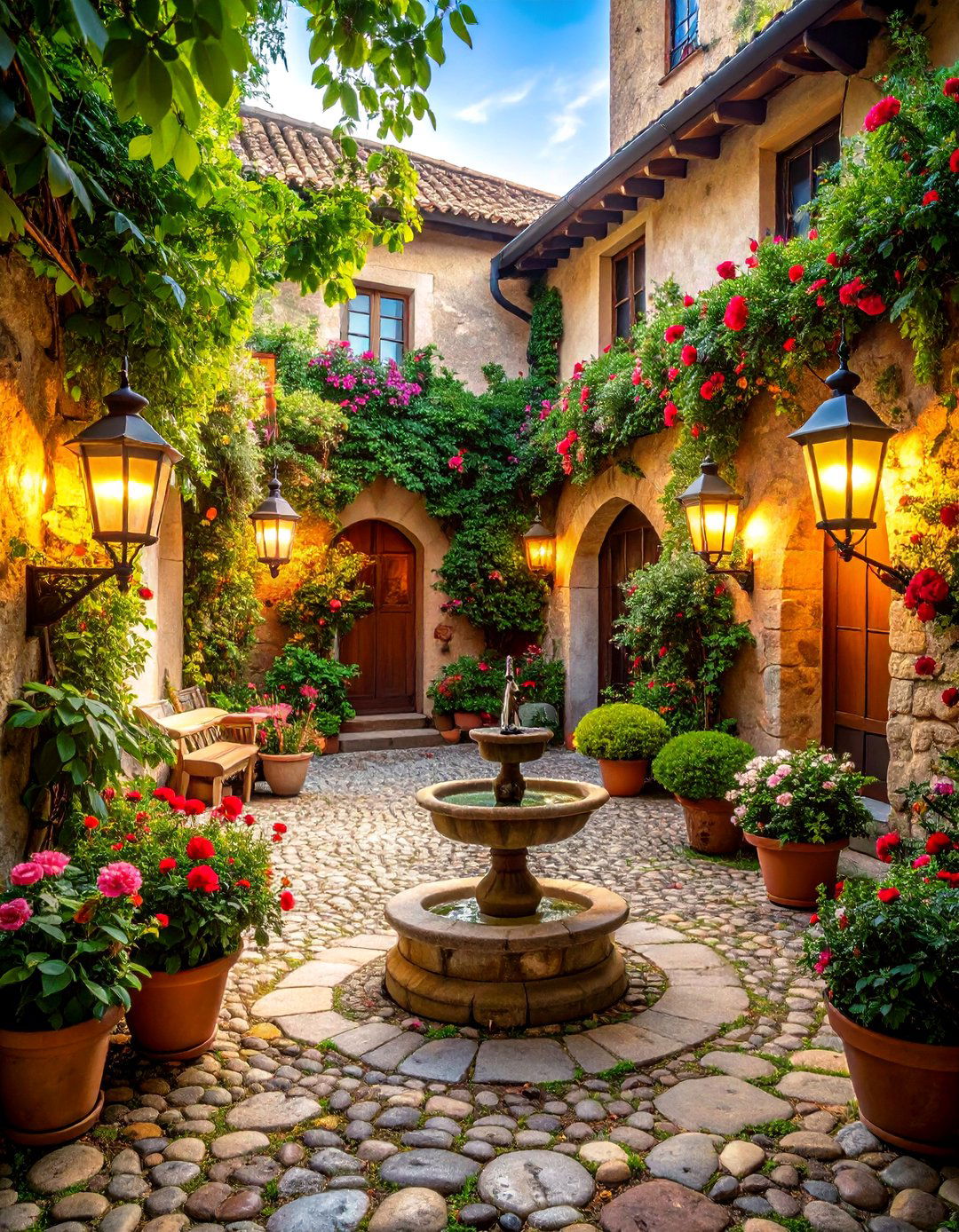 Cobblestone Courtyard Charm