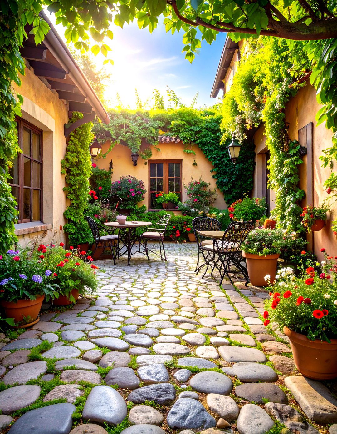 Cobblestone Patio Floor - 30 patio floor ideas