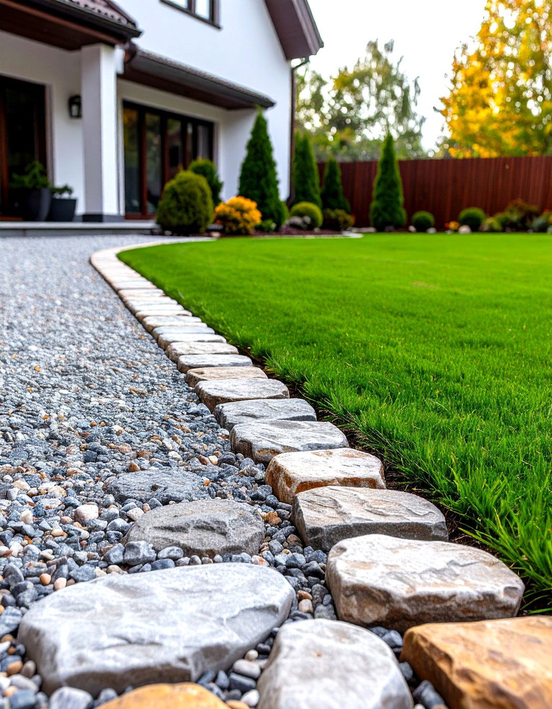 Cobblestone Paver Lawn Edging - 30 lawn edging ideas