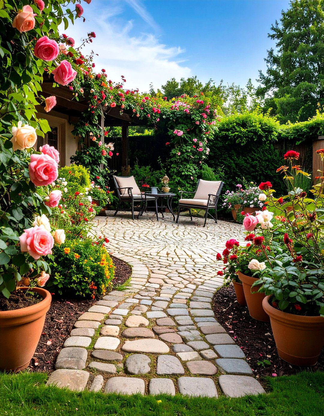 Cobblestone Rock Patio for Old World Charm - 30 rock patio ideas