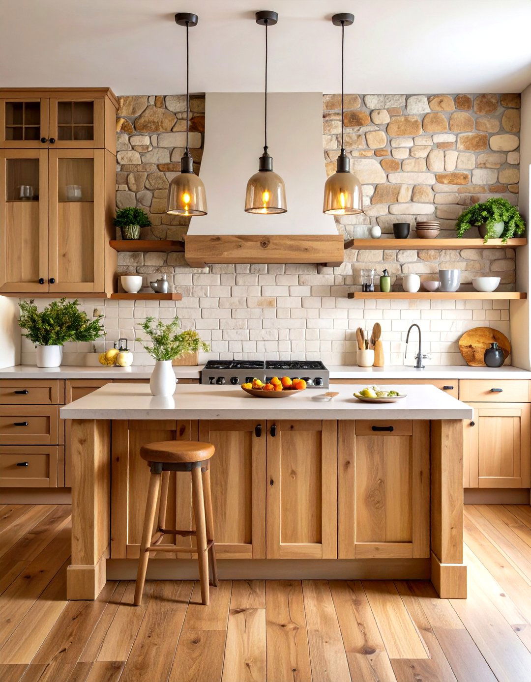 Cobblestone Veneer Backsplash - 30 rustic backsplash ideas