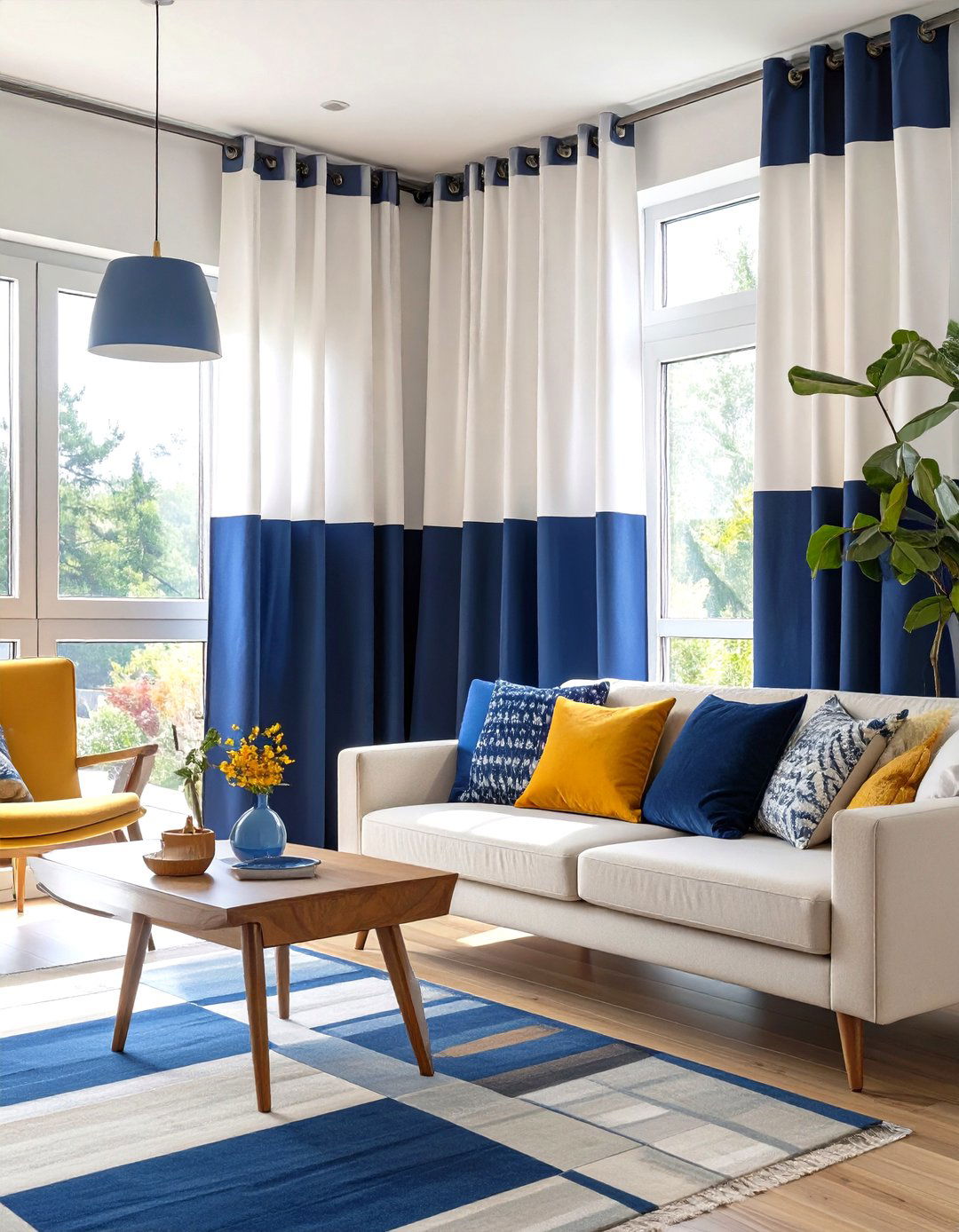 Color Block Curtains for a Playful Look - 30 curtains for living room ideas