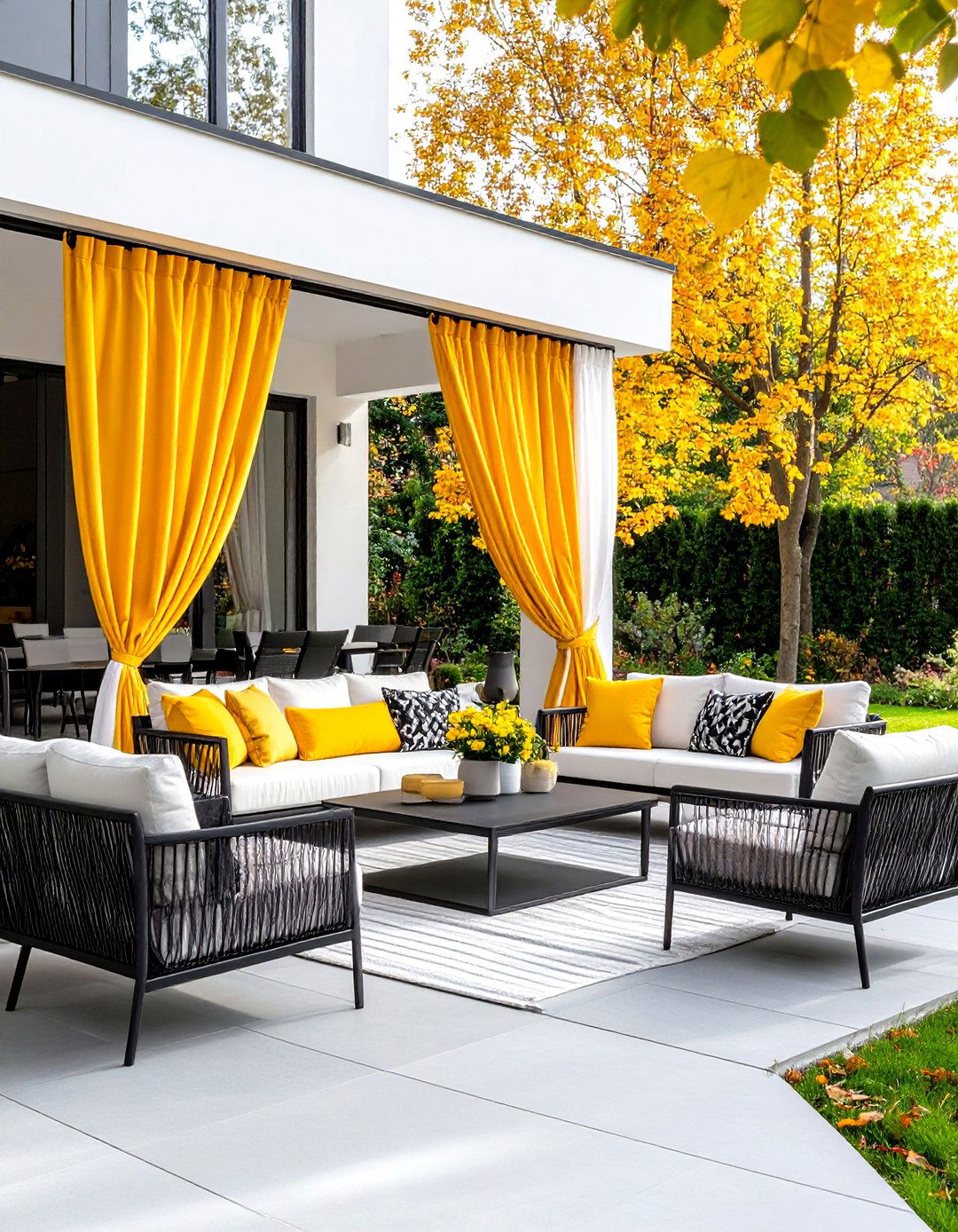 Color Block Patio Curtains for a Bold Statement - 30 patio curtain ideas
