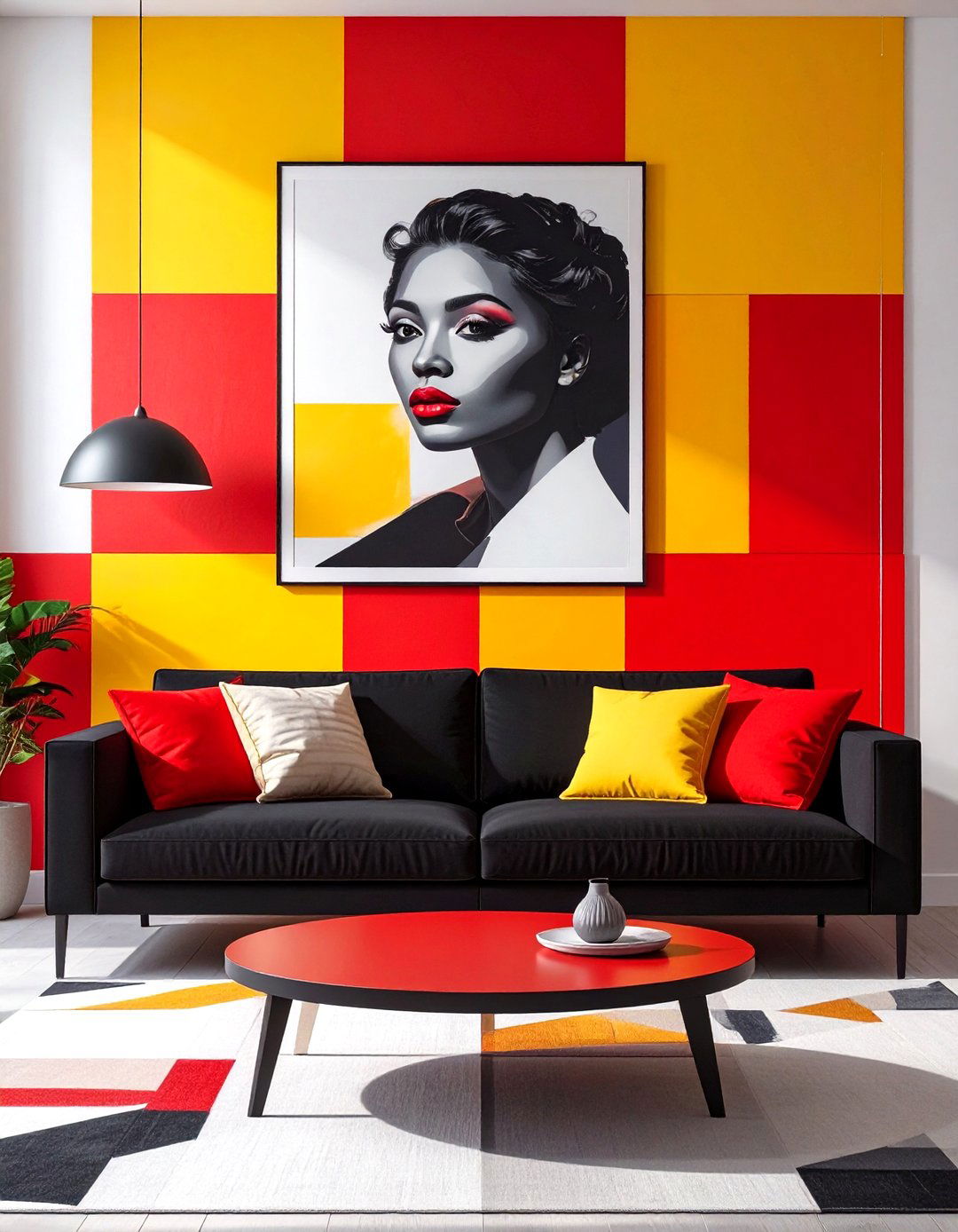 Color Block Pop Art Living Room - 30 black couch living room ideas