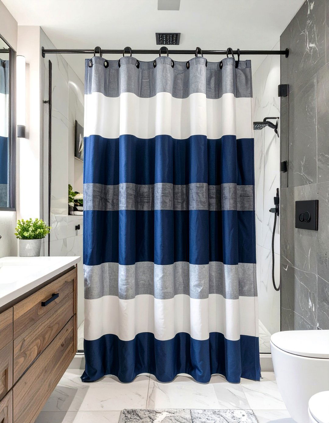 Color Block Shower Curtain - 30 shower curtain ideas