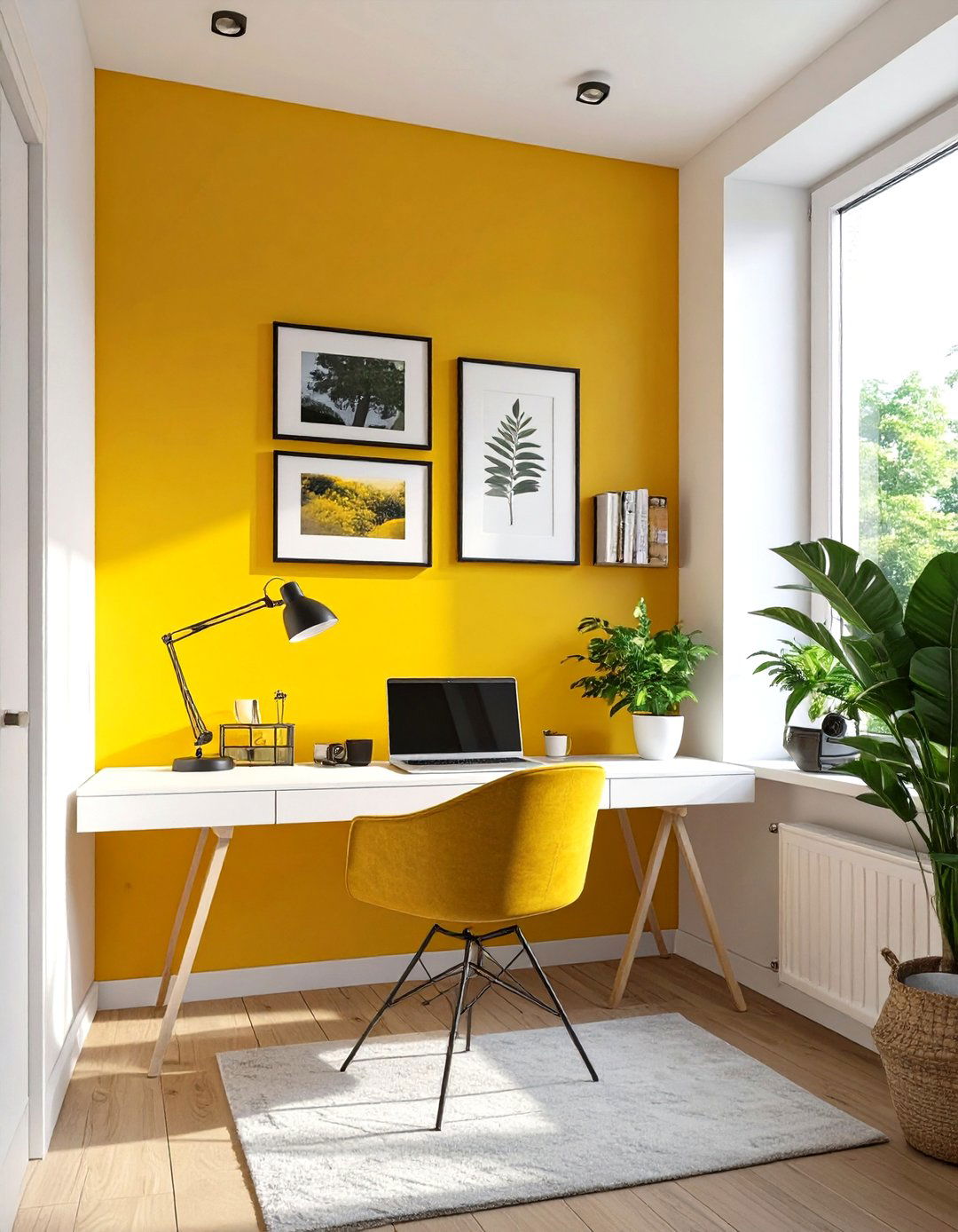 Color Blocked Accent Wall - 30 small office interior design ideas