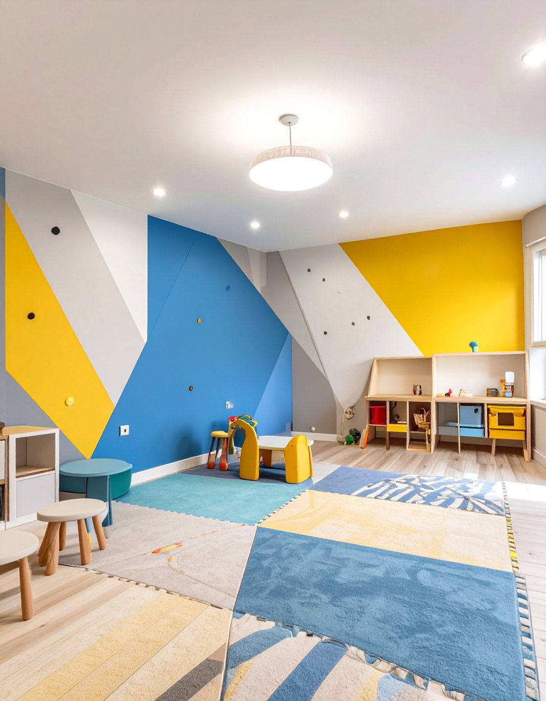 Color Blocked Basement Walls - 30 basement paint ideas