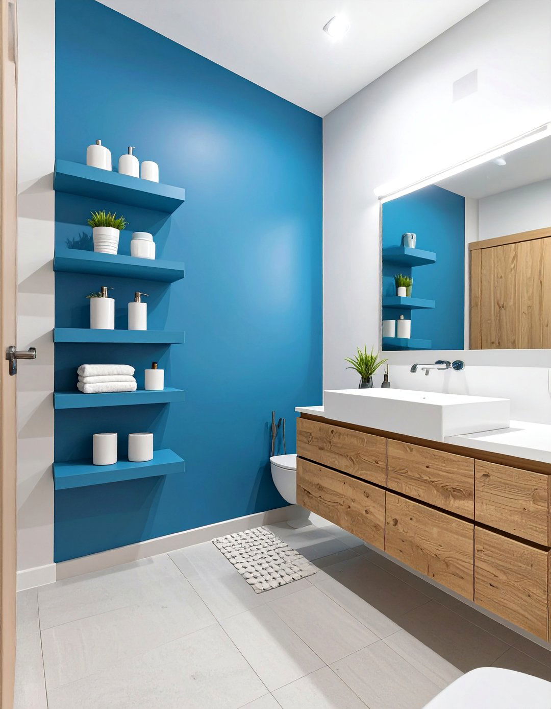 Color Blocked Bathroom Wall Shelves - 30 bathroom shelving ideas