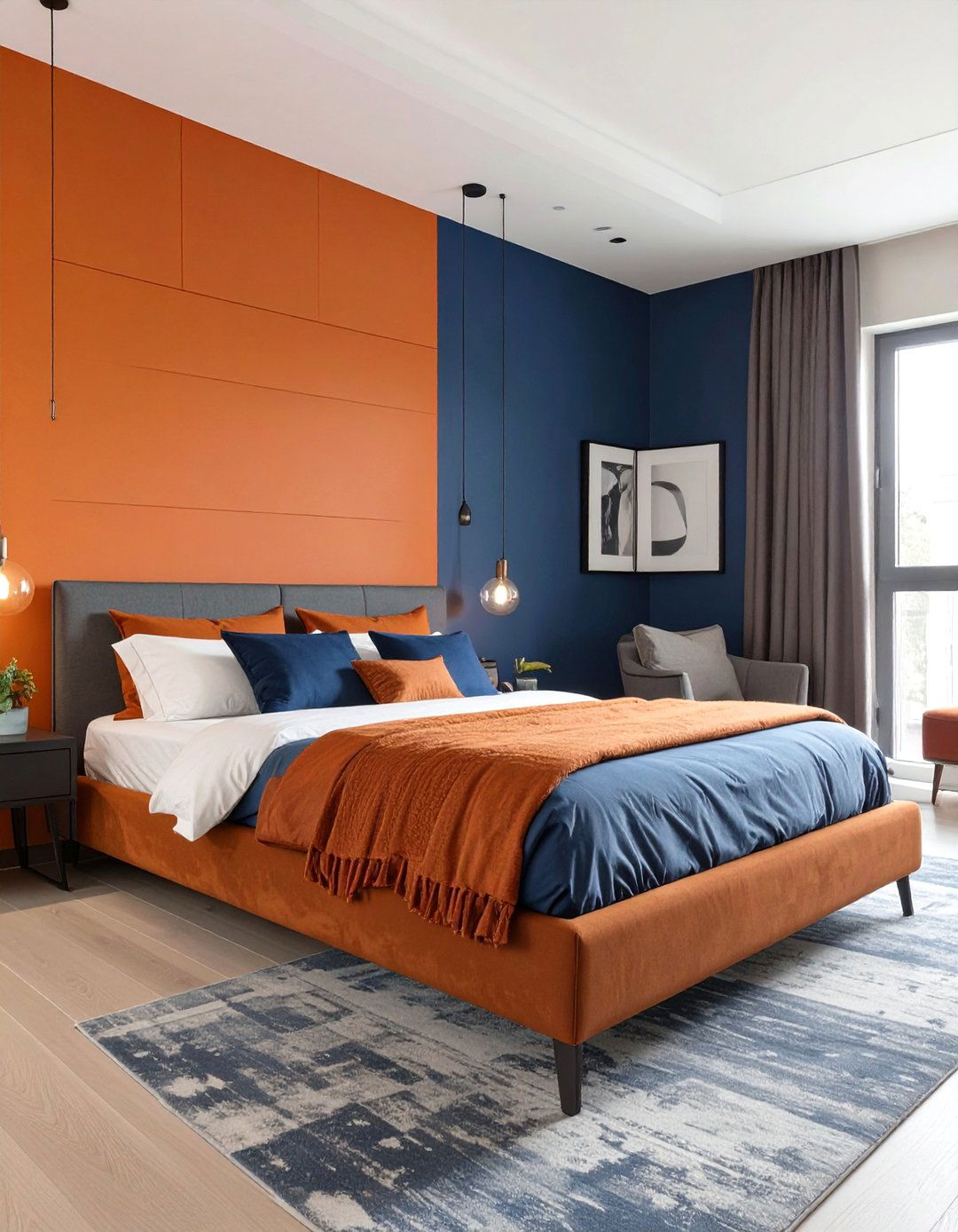 Color Blocked Burnt Orange Bedroom - 30 burnt orange bedroom ideas