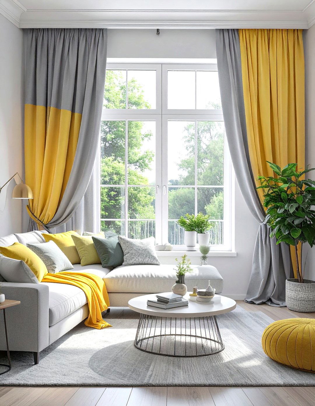 Color Blocked Curtain Panels - 30 modern curtain designs for living room