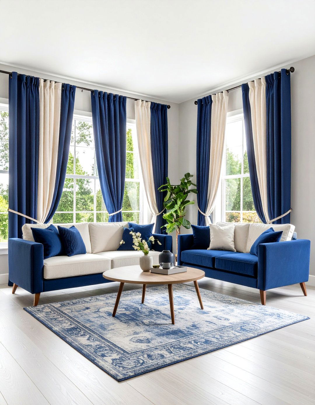 Color Blocked Curtains for a Modern Edge - 30 living room window treatment ideas