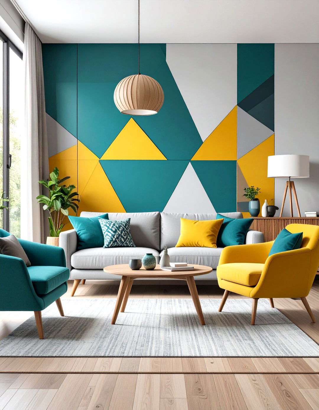 Color Blocked Geometric Living Room - 30 living room painting ideas