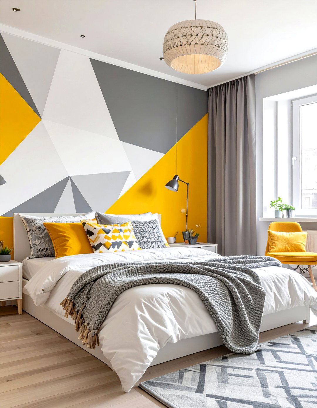 Color Blocked Geometric Wall Painting - 30 teen room inspo ideas