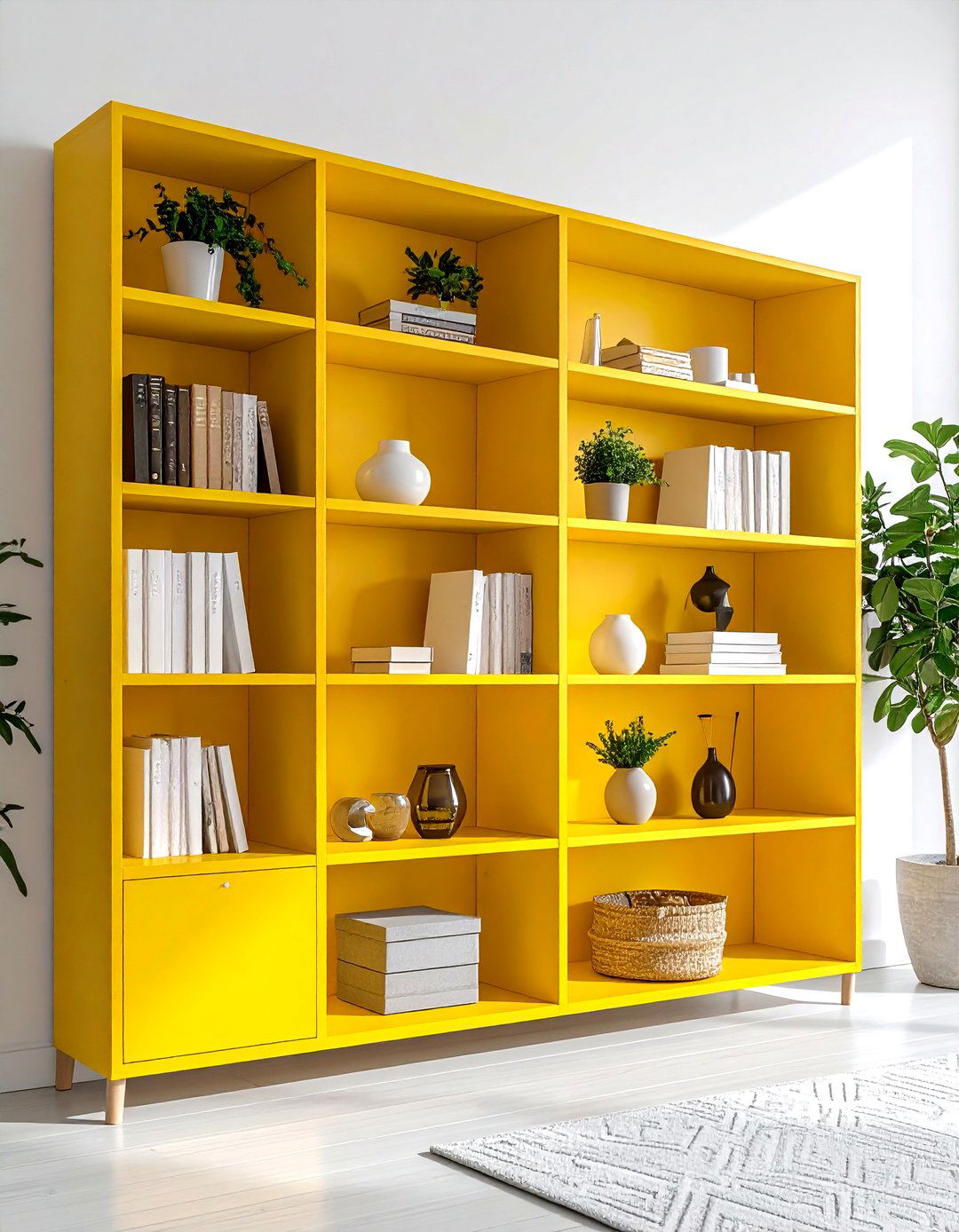 Color Blocked Living Room Bookshelves - 30 living room shelf ideas