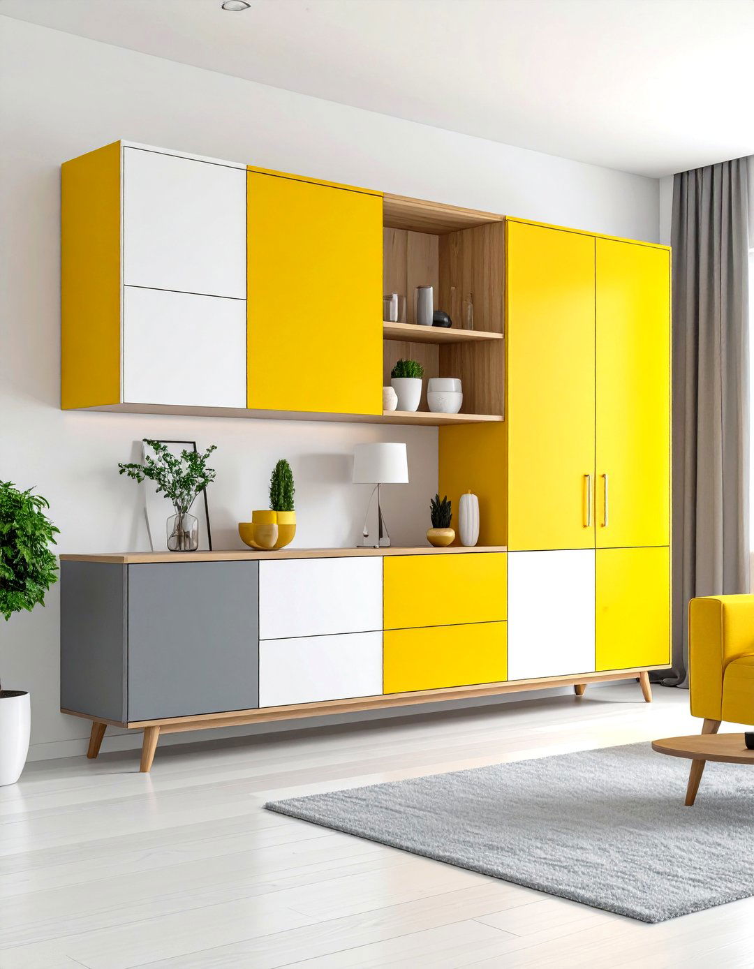 Color Blocked Modern Living Room Cabinet - 30 living room cabinet ideas