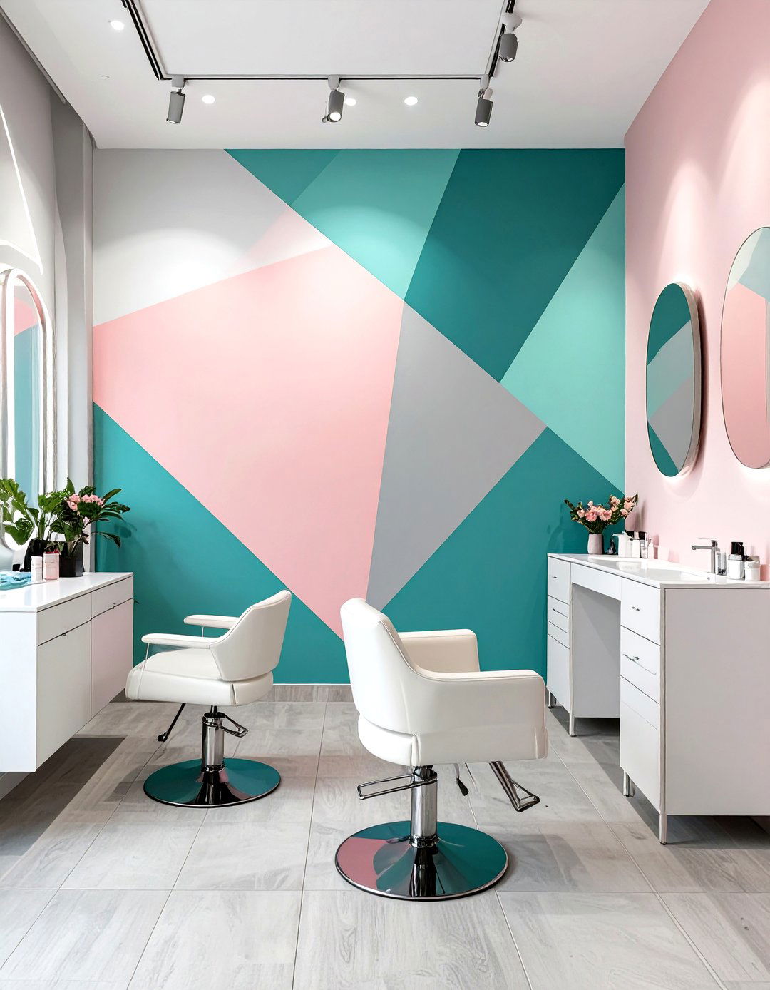 Color Blocked Salon - 30 low budget beauty salon interior design ideas
